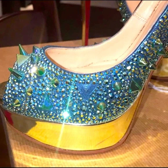 Christian Louboutin Very Mix 150mm Pot Pourri Aqua size 39. - Picture 7 of 12